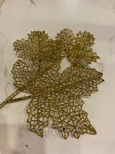 Load image into Gallery viewer, Gold Glitter Leaf Stem