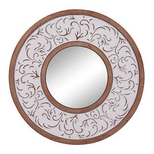 Load image into Gallery viewer, Natural & Whitewashed Ornate Round Mirror- Item #: 17891A