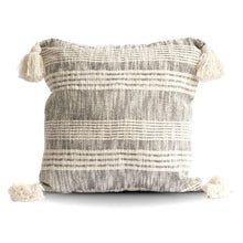 Load image into Gallery viewer, Tassels Charcoal Cotton Pillow Cover Only - GoldenLadderInteriors