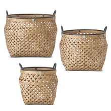 Load image into Gallery viewer, Bamboo Basket Weave w/ Metal Trim &amp; Handles
