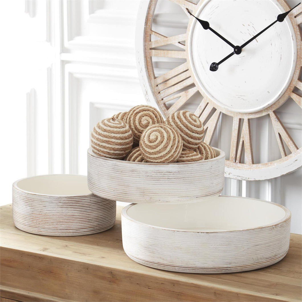 White & Natural Wood Wall Clock 18435A