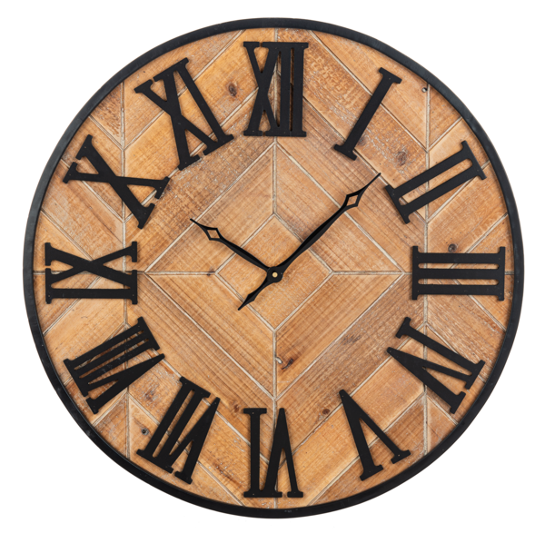Wood Inlay Roman Numeral Wall Clock- CB186302