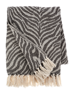 Brown & Natural Zebra Pattern Woven Throw-CB187558