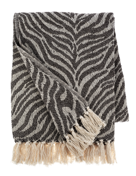 Brown & Natural Zebra Pattern Woven Throw-CB187558