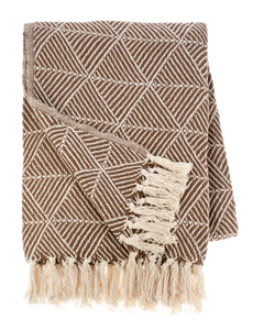 Tan & Natural Woven Triangle Throw-CB187567