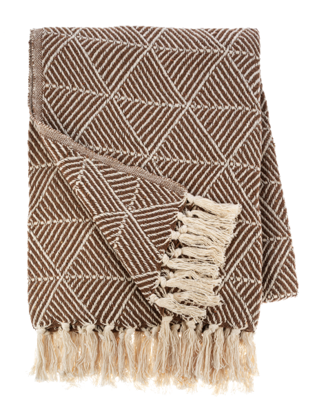 Tan & Natural Woven Triangle Throw-CB187567