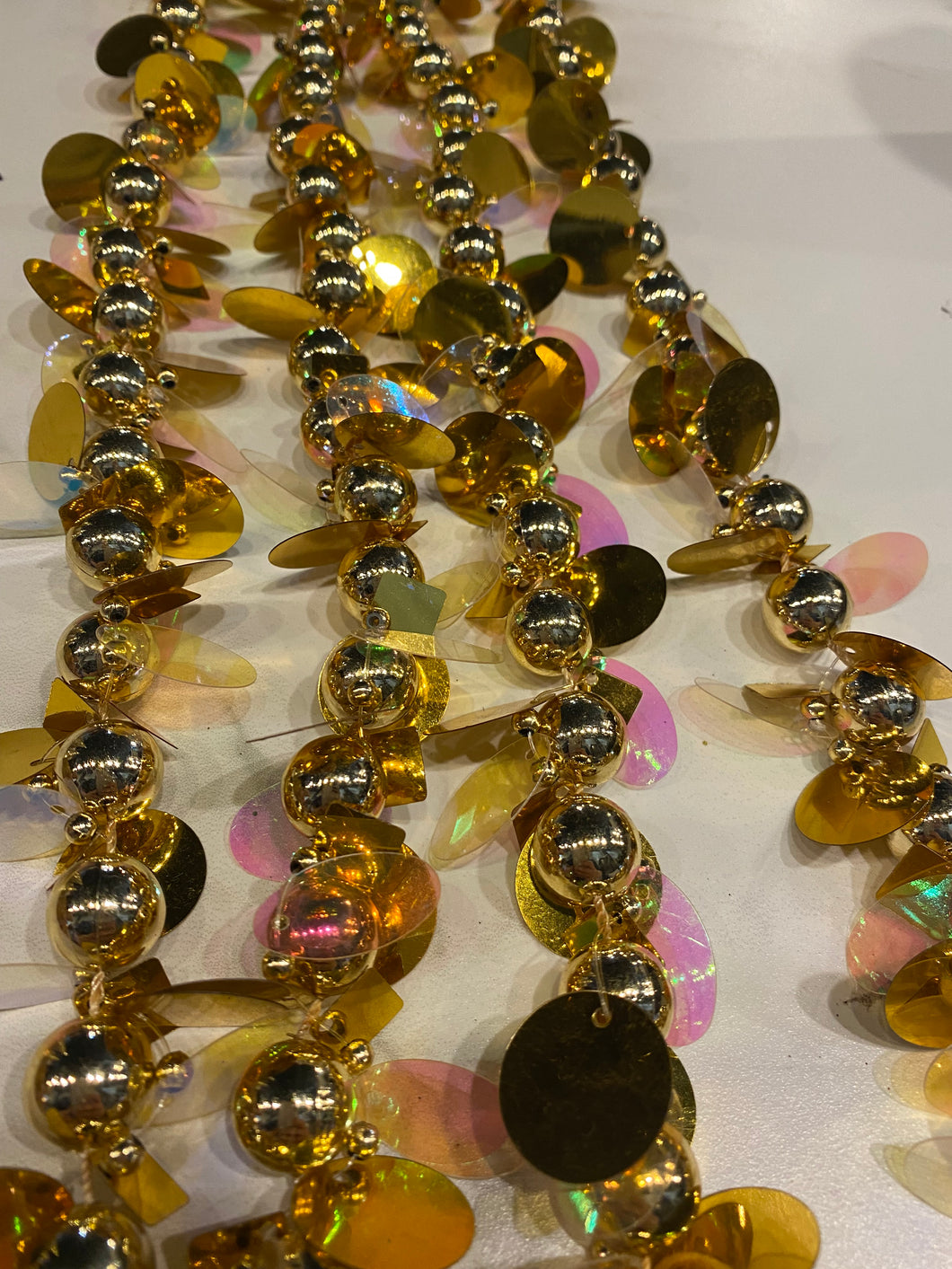 Gold Balled Garland with Pink and Gold Sequins