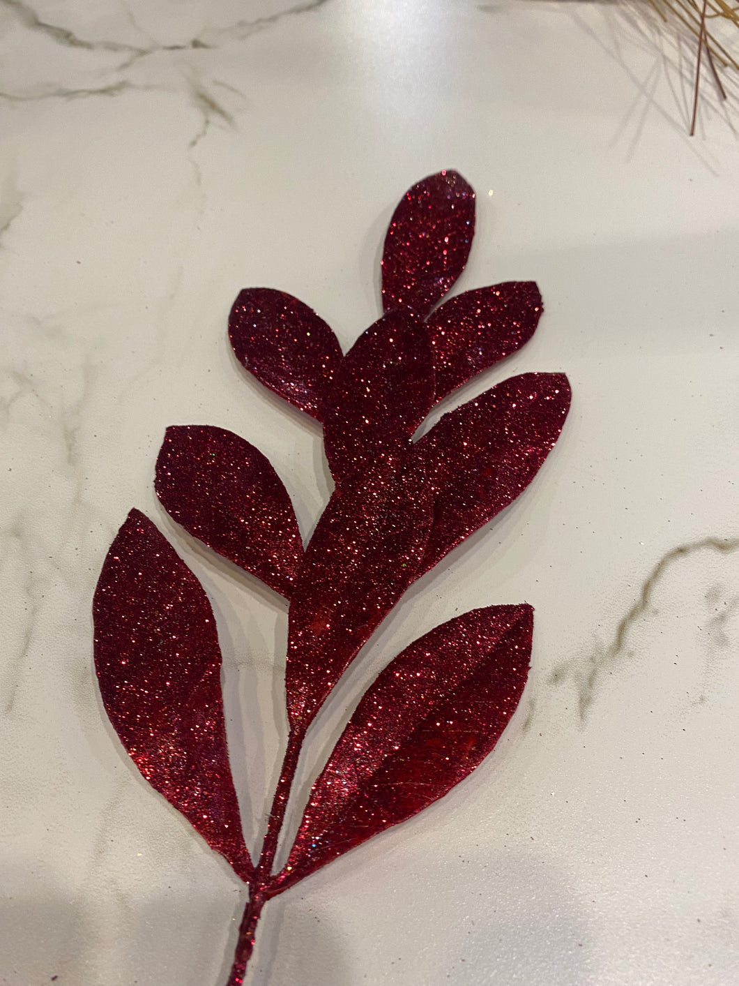 Glitter Oval Leaf Spray