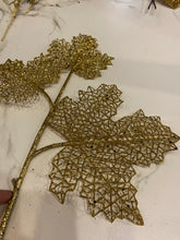 Load image into Gallery viewer, Gold Glitter Leaf Stem
