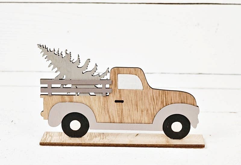 Wooden Truck W/ Tree in trunk - F1225
