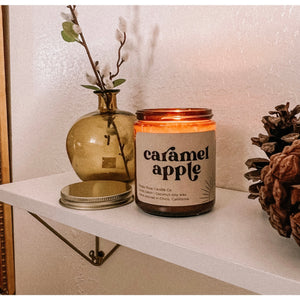 Candle Amber jar - Many scents- Caramel Apple, Chai Latte, Cuddle Weather, Fall Vibes, Hello Pumpkin