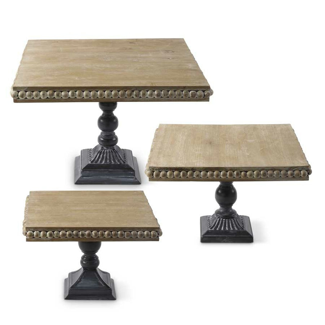 Square Wooden Risers w/Beaded Trim - 14918A