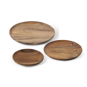 Carved Round Wood Trays 15016A