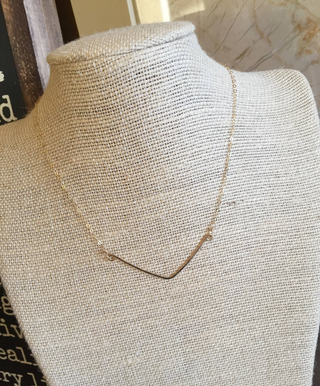 Gold Chevron Bar Necklace