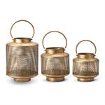 Gold Metal Mesh Lanterns w/Glass Hurricanes Item #: 15525A