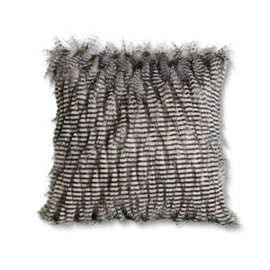 Square Gray Three Tone Faux Fur Pillow