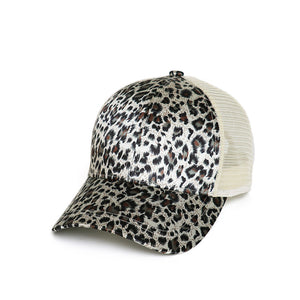 Leopard Print High Pony Ball Cap