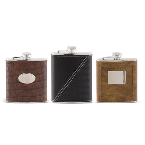 Assorted Leather Flasks (3 Styles) 16937A