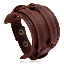 Load image into Gallery viewer, Wide Leather Bracelet - Brown - GoldenLadderInteriors

