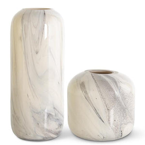 Tan & Black Marbled Handblown Glass Vases 17577A