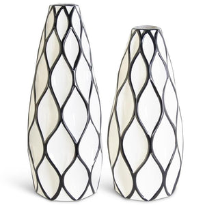 Slender White with Black Diamond Pattern Vase 17592B