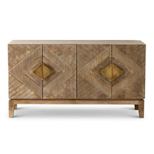 Load image into Gallery viewer, 54.75 Inch Gray Washed Mango Wood Diamond Carved Sideboard 17999A
