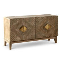 Load image into Gallery viewer, 54.75 Inch Gray Washed Mango Wood Diamond Carved Sideboard 17999A
