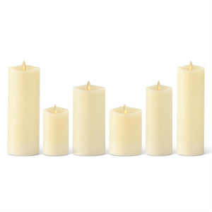 Ivory Wax Luminara Slim & Medium Indoor Pillar Candles Remote Ready