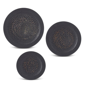 Carved Wood Black Plates 18315A