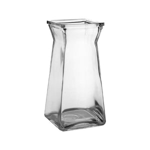 9" Gathered SQ Vase Clear 03099