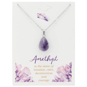 Purple Gemstone Drop Amethyst Necklace
