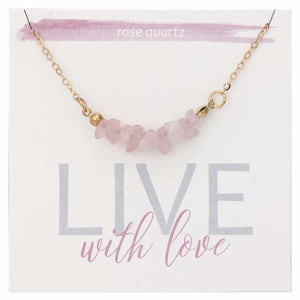 Live with Love Rose Quartz Stone Chip Necklace
