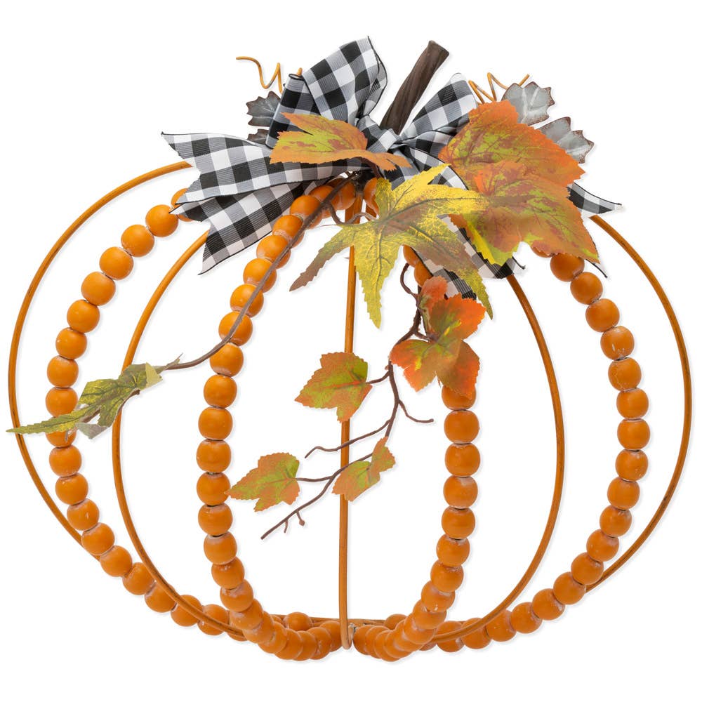 Beaded Half Pumpkin Sign Orange