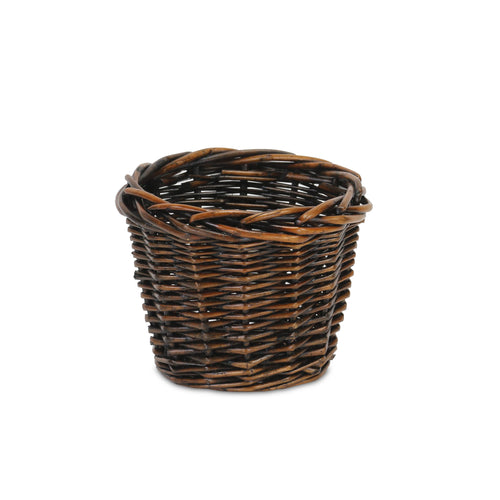 Compact dark brown table basket - GoldenLadderInteriors