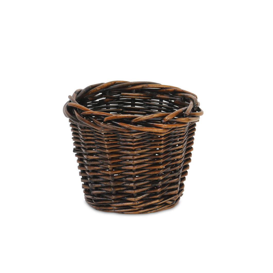 Compact dark brown table basket - GoldenLadderInteriors