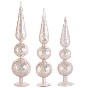 Light Pink Textured Glass Finials