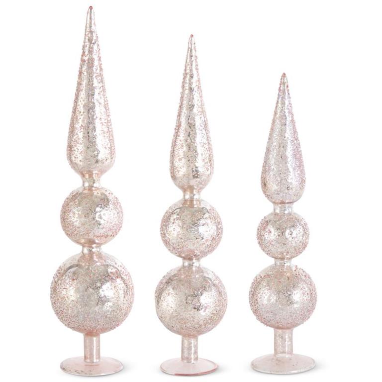 Light Pink Textured Glass Finials