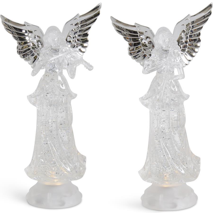 Clear Acrylic Swirling Glitter LED Angels -54925A