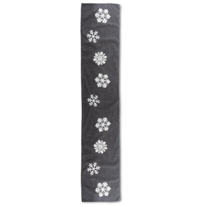 70 in Gray Fedl Table Runner w/ Embroidered Snow Flakes-54928B