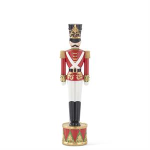 Red White Black & Gold Resin Soldier On A Drum