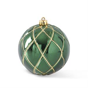 Green w/Gold Glitter Shatterproof Ornament-40220 42608