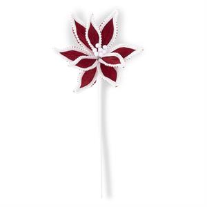 Red Velvet Poinsettia w/White Pom Pom -55098A