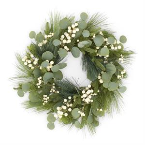 Long Needle Pine Eucalyptus & White Berries - 55216B