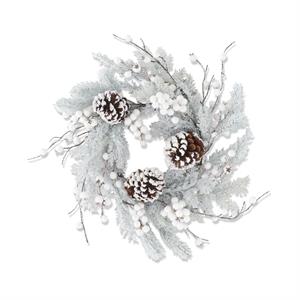 Glittered Flocked Pine Candle Ring/Wreath-55232B