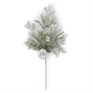 Silver Glittered Mixed Pine Eucalyptus Stem -55256A