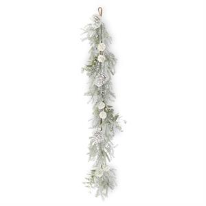 Silver Glittered Mixed Pine Eucalyptus Garland - 55256C