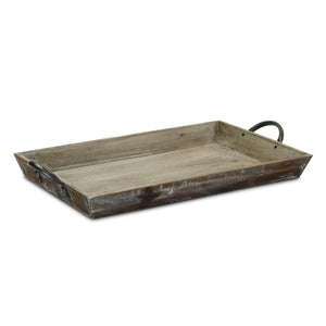 Wooden Tray with metal Side Handles