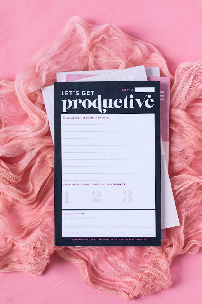 Let's Get Productive - Black & Pink To Do List Notepad