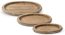 Load image into Gallery viewer, Wooden Oval Trays w/Beaded Trim - 14919A
