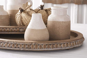 Wooden Oval Trays w/Beaded Trim - 14919A